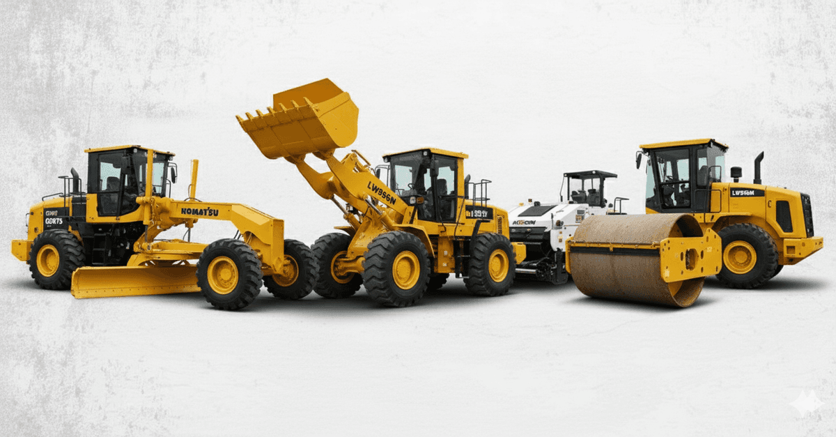 Technician inspecting a road roller